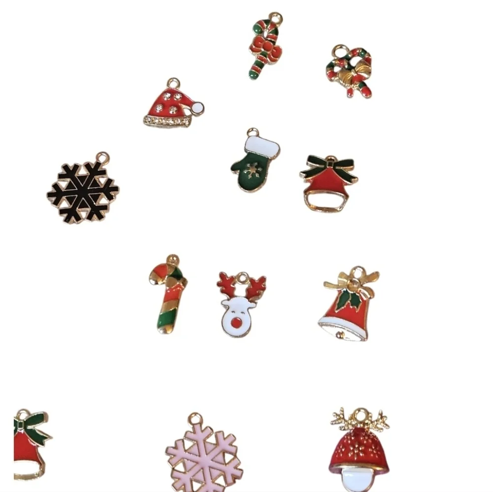 Hand Crafted Hand Crochet Christmas ornaments red beaded 8 mini holiday wreaths
